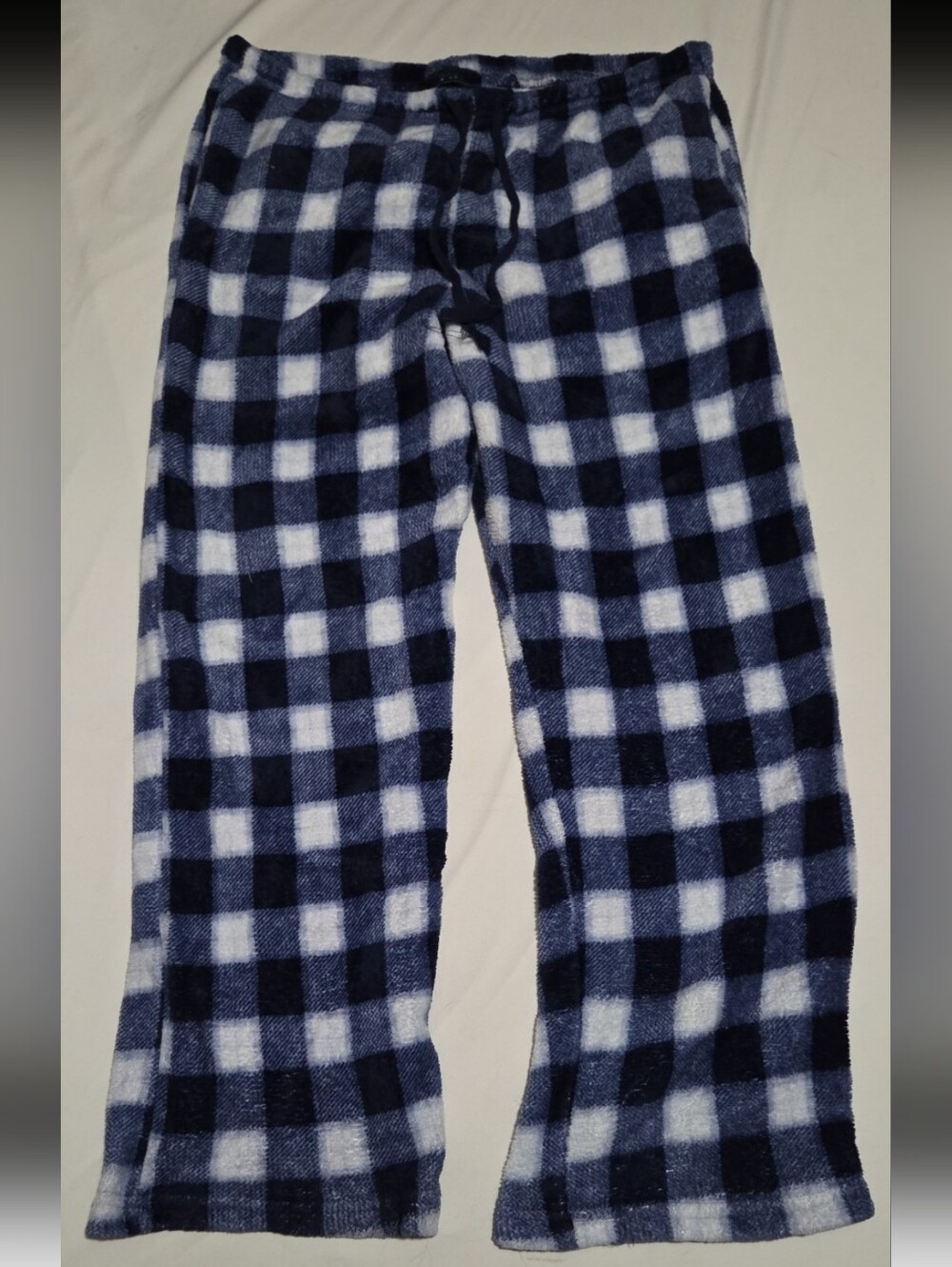 LJ women's size large blue plaid fuzzy pajama bottoms #27